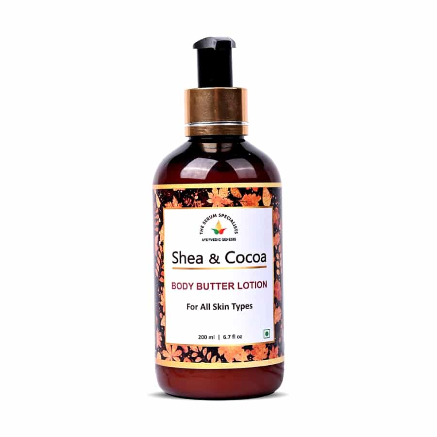 Shea and Cocoa Body Butter Lotion The Serum Specialists Ayurvedic Genesis frontside